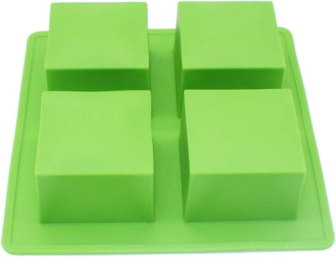 X-Haibei 4-Cavity Square Silicone Mold for Soap, Lotion Bars, Candles & DIY Crafts – 4oz per Cube, Flexible & Non-Stick...