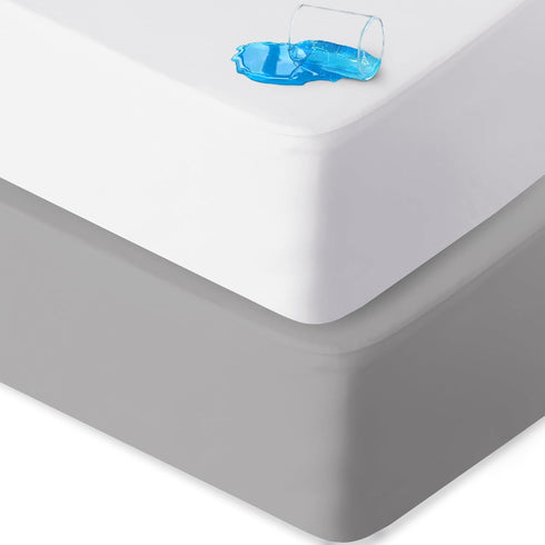 Biloban Pack and Play Sheets Waterproof 2 Pack Fitted, Compatible with Baby Graco Pack n Play/Playard and Other 38" X 26" Playpen Mattress, Grey &...