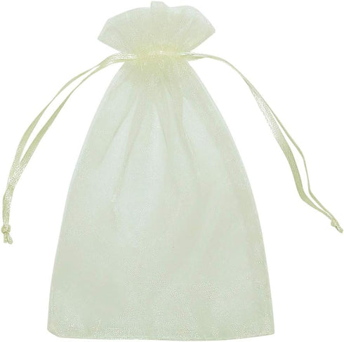 HRX Package Organza Bags 4x6 inch 100pcs, Mesh Jewelry Pouches Candy Drawstring Gift Bags Small Sachet for Christmas Wedding Giveaways (pastel yel...