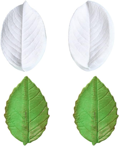 6Pcs Rose leaves Cutter & Veiner Set Fondant Silicone Mold Rose leaf Gumpaste Clay Mould for Chocolate Sugarcraft Bakeware...
