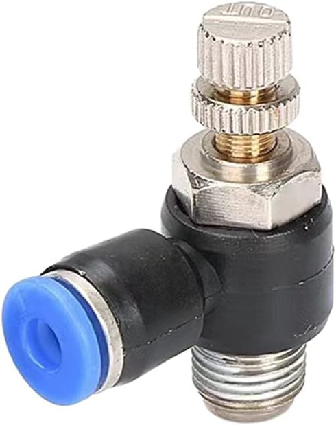 Pneumatic Push to Connect Air Flow Control Valve, 10mm Tube OD x 1/2" Male BSP Thread, Elbow 90 Degree Switch Valve Adapter Fitting (Pack of 5)...