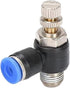 Pneumatic Push to Connect Air Flow Control Valve, 6mm Tube OD x 1/4" Male BSP Thread, Elbow 90 Degree Switch Valve Adapter Fitting (Pack of 5)...