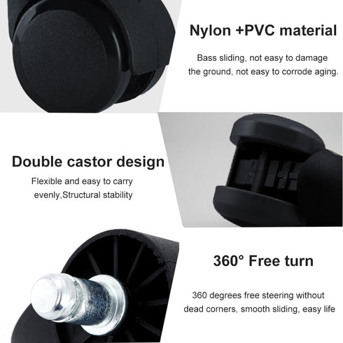 5pcs Chair Wheel, Office Chair Wheel Smooth Heavy Duty Universal Dual Caster Gaming Plastic(Black)...