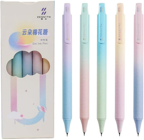 Gel Pens, 5Pcs Pens 0.5mm Fine Point Smooth Writing Pen, Quick Dry Black Ink Pens for Journaling Note Taking, Cute Office School Supplies Gifts fo...
