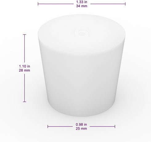 Silicone Rubber Stopper, (10-Pack, Size 6#) Tapered White Silicone Stoppers for Laboratory Sealing...