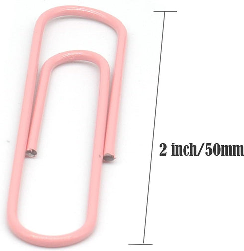 Paper Clip, Large Paper Clips, Jumbo, 50mm, 2 inches, Smooth, 100 Pcs/Box (Light Pink)...