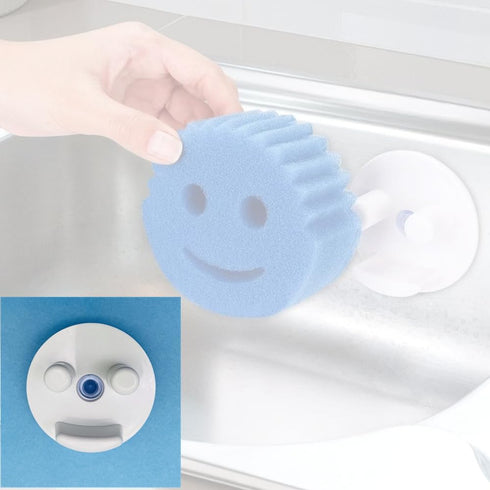 Small Kitchen Organization?Sponge Organizer, Scrubbing Sponge Holder with Suction Cup for Kitchen Sink, Self-Draining for Smile Sponges (Sponge No...