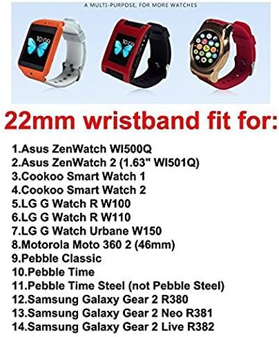 Watch Band/Strap for Pebble time Smartwatch Band Replacement Accessories with Metal Clasps Watch Strap/Wristband Silicone...