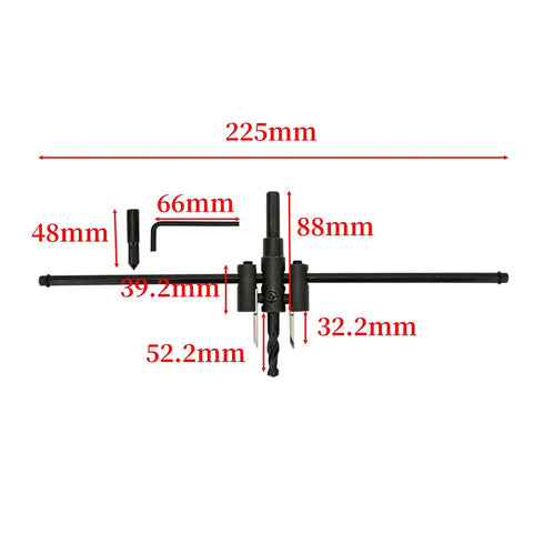 Adjustable Circle Hole Saw Drill Bit Set Cutter 30-200mm Heavy Duty Wood DIY Woodworking Tool Black...