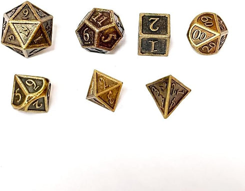 7 Pieces Metal DND Dice Set Retro D&D Polyhedral Dice with Flannel Bag for DND Dungeons and Dragons Role Playing Games (Bronze)...