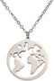 Vintage Round Origami World Map Necklace Women Geometric Earth Globe Map Necklace Circle Pendants Choker Jewelry 18"...