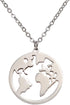Vintage Round Origami World Map Necklace Women Geometric Earth Globe Map Necklace Circle Pendants Choker Jewelry 18"...