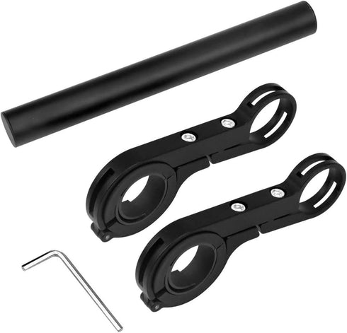 Bicycle Handlebar Extension, 20cm Multifunction Double Bike Handlebar Extender Aluminum Alloy Bracket Extension Flashlight Holder Bicycle Accessor...