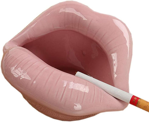 Ceramic Lip Shape Ashtray Cigarette Ash Holder Smoking Accessories Lips Storage Decoration Ashtray Figurines Tabletop Ornaments Creative Cigar Ash...