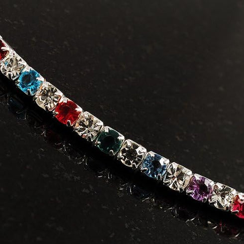 Thin Austrian Crystal Choker Necklace (Multicoloured)...