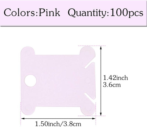 100 Pcs Plastic Floss Bobbin, Embroidery Floss Bobbins, Cross Stitch Embroidery Cotton Thread Embroidery Floss Thread Craft, Pink Embroidery Threa...