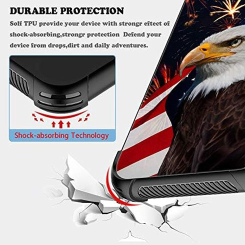ZHEGAILIAN Case Compatible with iPhone 13,American Eagle Case for iPhone 13 for Boys Men,Pattern Design Anti-Scratch Organic Glass Case for iPhone...