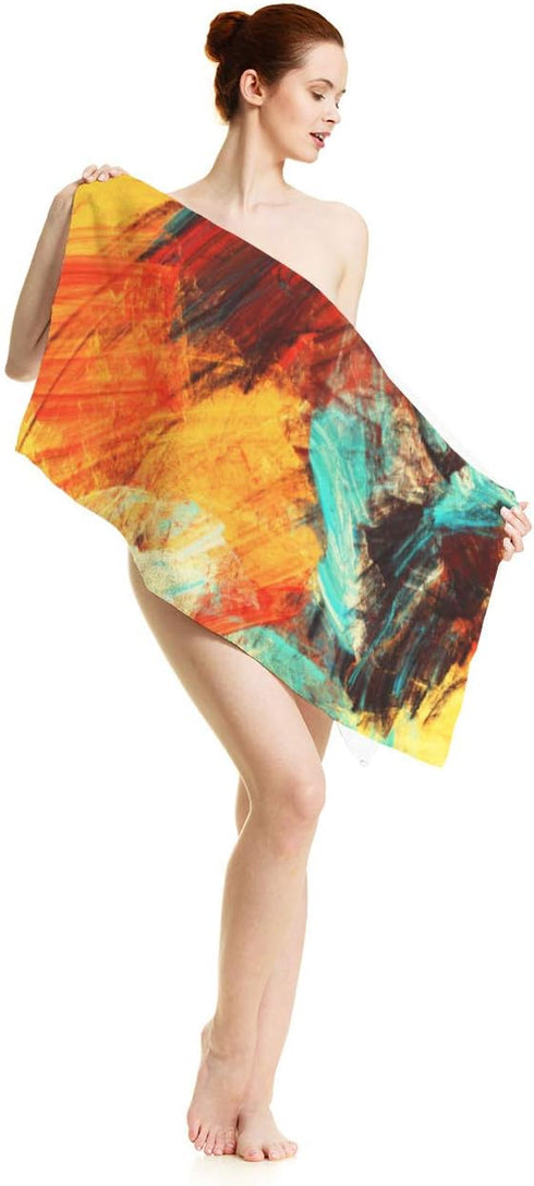 oFloral Bright Artistic Splashes Hand Towels,Abstract Painting Multicolor Dynamic Modern Futuristic Pattern Soft Comfortable Towel for Bath/Kitche...