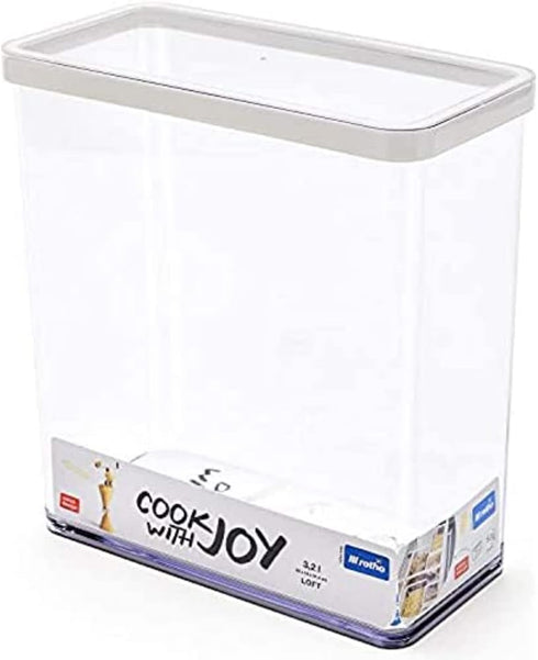Loft, Rectangular Storage Box 3.2l with lid and Seal, Plastic (PP) BPA-Free, Transparent/White, 3,2l (20,0 x 10,0 x 21,4 cm)...