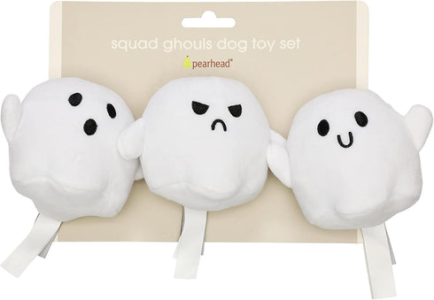 Pearhead Plush Squeaky Ghost Dog Toys, Halloween Stuffed Pet Toy, Dog Owner Must Have Accessories, Spooky Ghosts Fall Dog Toys, Set of 3...