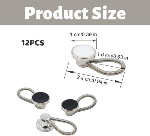 12PCS Metal Elastic Collar Extenders, LIOUCBD Invisible Button Extenders, Neck Extender Wonder Button for Mens Shirts Dress Cuffs Trouser Coat Pan...
