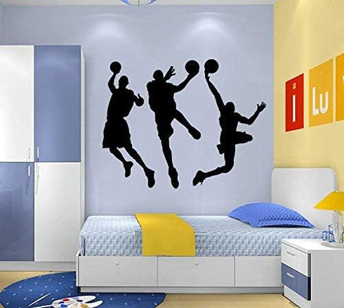 ANBER Slam Dunk Silhouette Wall Decal Removable Basketball Player Sticker for Kids Bedroom Living Room Playroom DIY Sport Wall Decal Art, 31.5" H ...