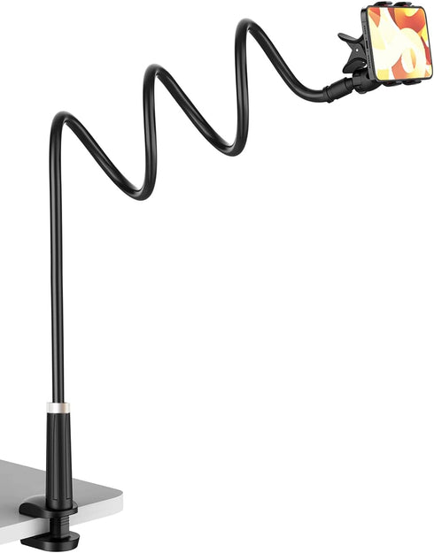 Gooseneck Bed Phone Holder,Lazy Bracket 35.4INCH,Universal Mobile Phone Clip Stand,Flexible Long Arm Phone Mount for Desk,Mobile Cell Phone Stand ...