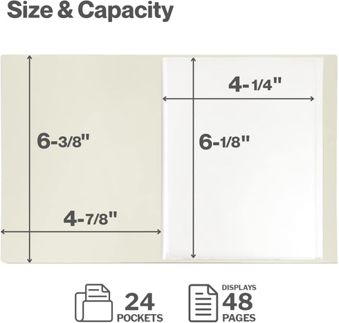 CRANBURY Small Photo Album 4x6 (Black), 2-Pack 4 x 6 Photo Book, 24 Pockets Shows 48 Pictures, Mini Plastic Picture Album Binder with Customizable...