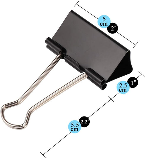 H&S Multi-purpose Jumbo Foldback Clips for Paperwork - (Pack of 10) Black Binder Office Clips for Paper & Pictures - Bulldog Large Binder Clips fo...
