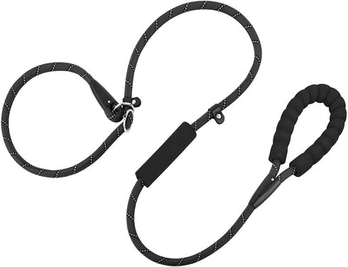 Dog Leash-Heavy Duty Long Dog Leash for Puppy, Small, Medium, and Large Dogs (Black Rope - Handle & Collar, 6 Feet)...