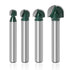 Yakamoz 4Pcs 1/4" Shank Round Nose Router Bit Core Box Router Bits Set Round Groove CNC Sign Making Router Cutter Woodworking Carving Cutting Tool...