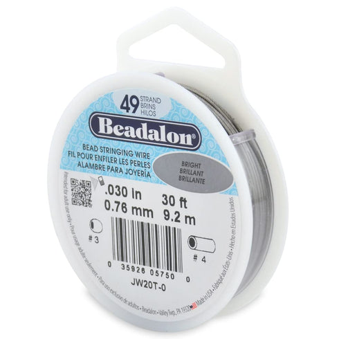 Beadalon 49 Strand Stainless Steel Bead Stringing Wire, 030 in / 0.76 mm, Bright, 30 ft / 9.2 m...
