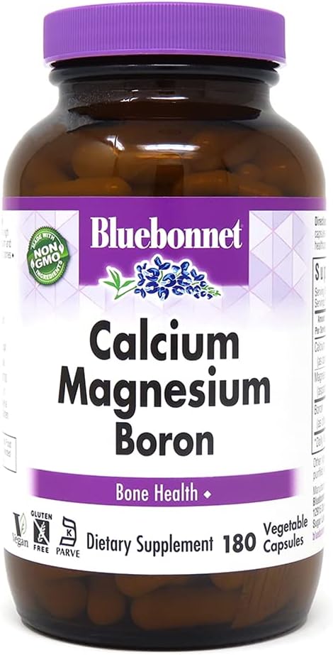 BlueBonnet Calcium Magnesium Plus Boron Vegetarian Capsules, Off-White, 180 Count...