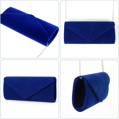 Clutch Purses Evening Bag for Women Party Prom Black-Tie Events Velvet Handbag Shoulder Cross Body Bag With Detachable Chain...