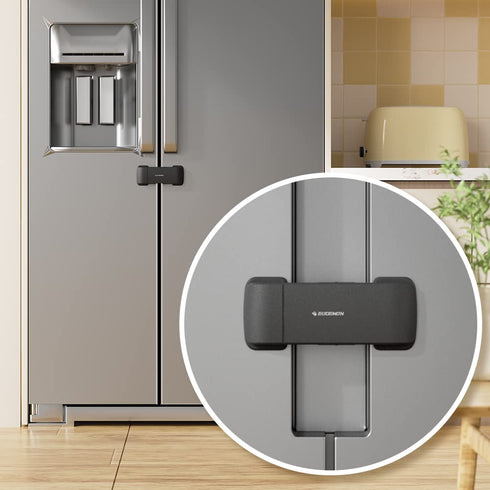 EUDEMON Updated French Fridge Lock French Door Refrigerator/Freezer Lock Apply to Max 2.28"(58mm) Two Door Gap Distance,Cabinet Cupboard Lock for ...