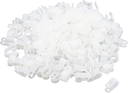 Antrader R-Type Cable Clamp 1/4 Inch White Nylon Cable Organizer Clips for Wire Management Pack of 200...