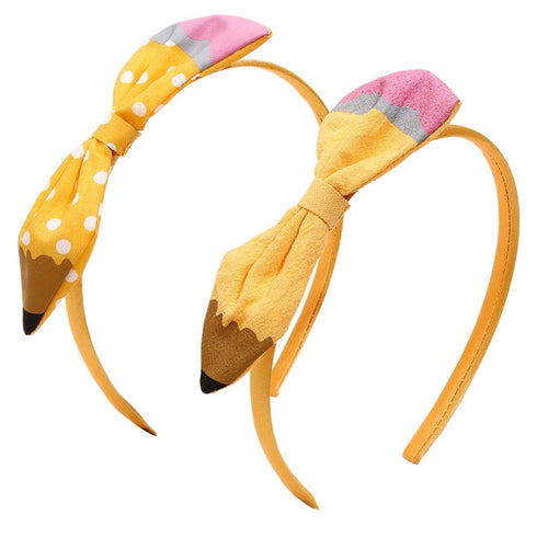 Back to School Headband for Girls School Bow Hair Band Teacher Headband Pencil Girl Headband School Hair Accessories TSFG21 (Pencil Headband Set)...