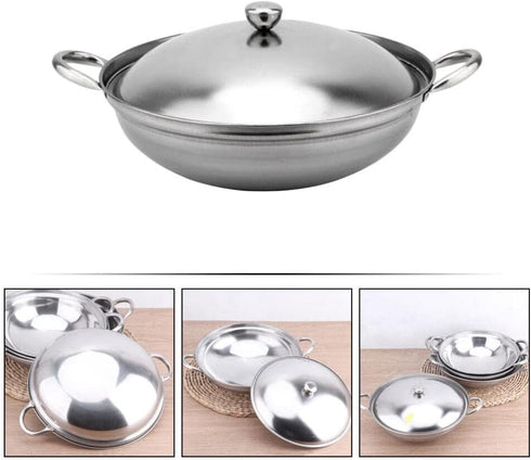Ciieeo Shabu Shabu Hot Pot Pot Stainless Steel Dry Pot Camping Stove Stock Cooking Pot Seafood Pot Alcohol Stove Pan Noodle Ramen Pot Chef Wok wit...