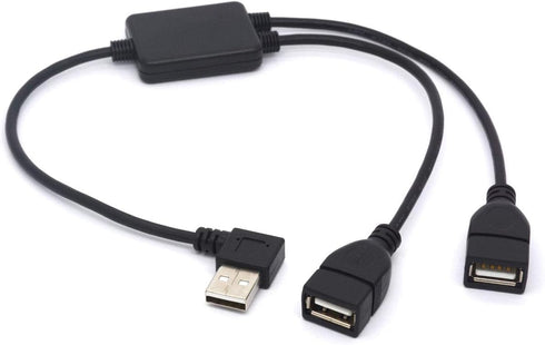 Left Angled USB Splitter Cable 90 Deg USB 2.0 A Male to Dual Female Data Charging Syncing Aadapter Cord (Support All Devices) (Left)...