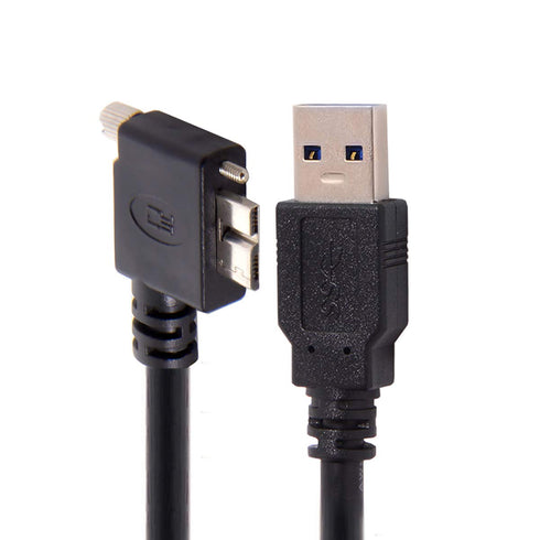 JSER 1.2m 90 Degree Left Angled Micro USB Screw Mount to USB3.0 Data Cable Compatible for Industrial Camera...