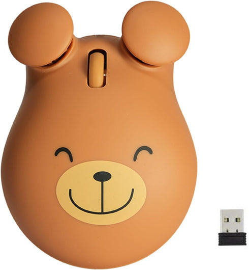 Wireless Mouse 2.4GHz Lovely Cartoon Bear Shape USB Mouse Portable Cordless Mouse with USB Receiver, Kids Small Optical Mouse Computer Mouse for L...