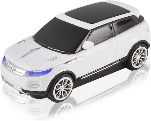 3C Light Car Mouse Wireless 2.4GHz Cool Sport SUV Car Shape Mouse Optical Mice 1600 DPI with USB Receiver Suitable for PC/Computer/Laptop (White)...