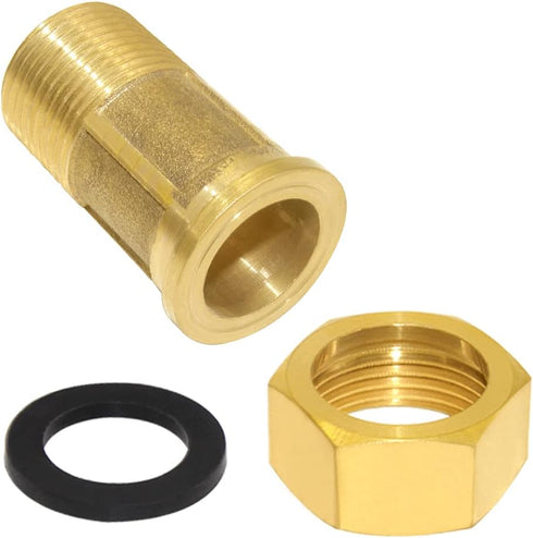 Joywayus Brass Water Meter Pipe Fitting Hex Nipple 3/4” NPS Male x 1” NPS Female Threaded 61mm Length Connector Water Meter With Seal Washer (Pack...