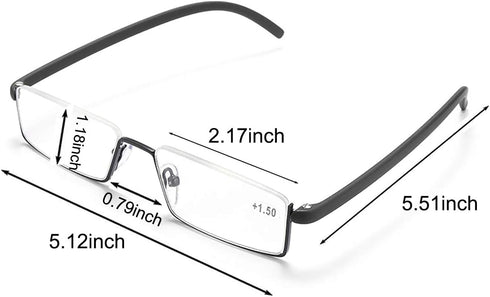 2 Pack Half Frame Reading Glasses for Men and Women Lightweight Computer Readers with Portable Case 1.75...