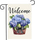 Floral Garden Flag 12x18 Inch, Blue Hydrangea Fower Garden Flag Small Vertical Double Sided Welcome Yard Flag Decorative Flag for Outside...