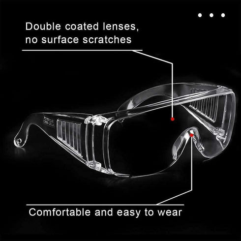 1Pc Clear Safety Glasses Anti-Fog Protective Polycarbonate Eyewear with Impact Resistant Lens Safety Goggles and Eye Protection Goggles for Constr...