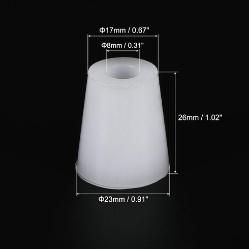 MECCANIXITY Silicone Rubber Tapered Plug 17mm to 23mm with Hole White for Powder Coating, Painting, Anodizing, Plating, Sandblasting, Laboratory U...