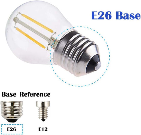 Dimmable A15 Style Mini LED Globe Bulb with LED Filament, 2W 200lm, 25W Incandescent Replacement, E26 Regular Base, 2700K Warm White Light Color, ...