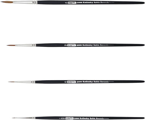 ZEM Brush Kolinsky Pure Sable Artist Brush Set Detail Sizes 10/0,0,2,4...