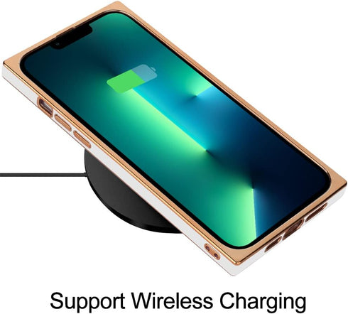 KANGHAR Case Compatible with iPhone 13 Pro Max Luxury Cute Plating Electroplated Design Case Full-Body Anti-Scratch Shockproof Bumper Slim Cover f...